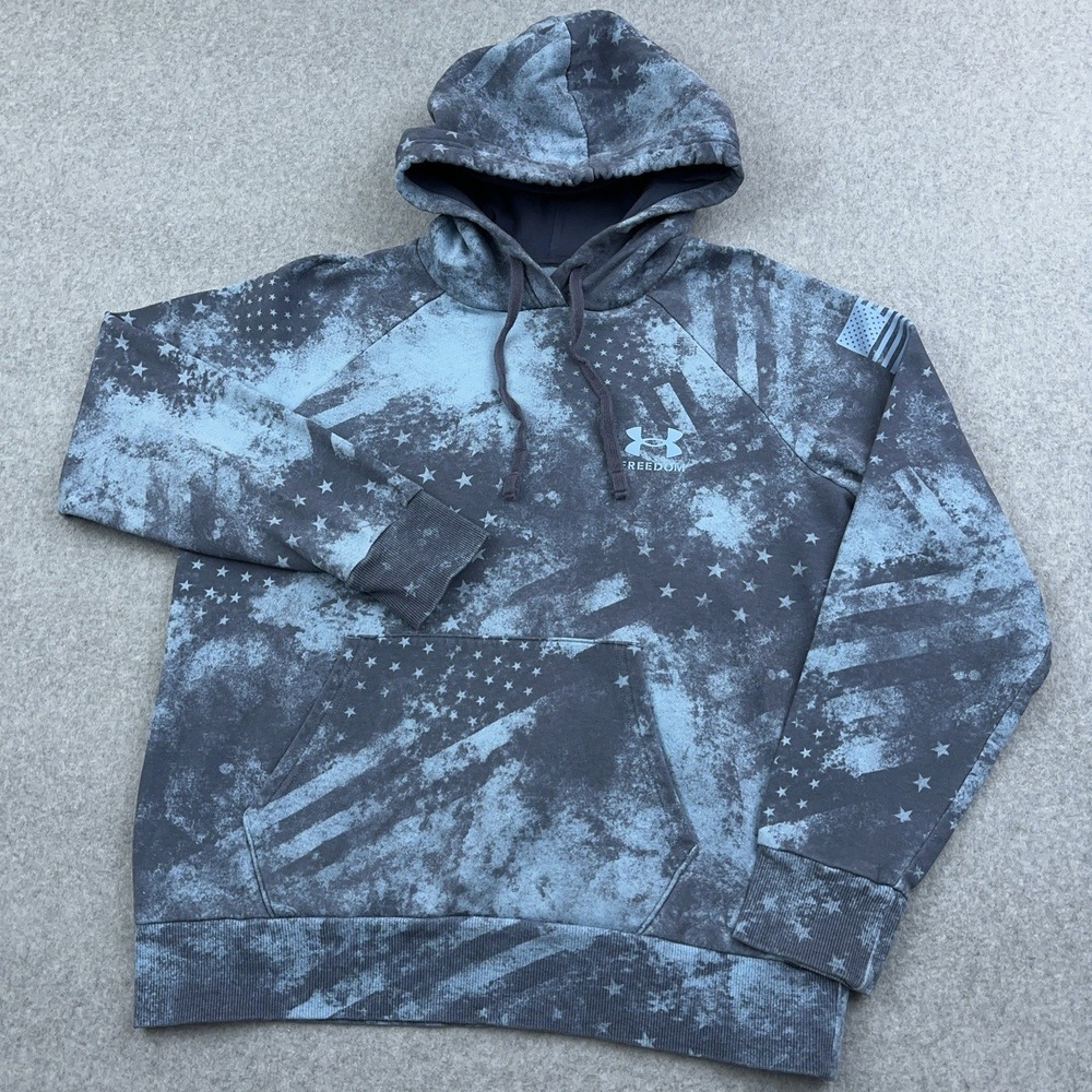 Under Armour Hoodie UA Freedom‎ Rival Fleece Amp Womens Medium Blue AOP 1379625